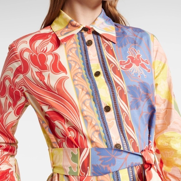 ETRO NWT Belted Printed Cotton-Blend Poplin Shirt Maxi Dress SZ 46IT/10US - Picture 3 of 16